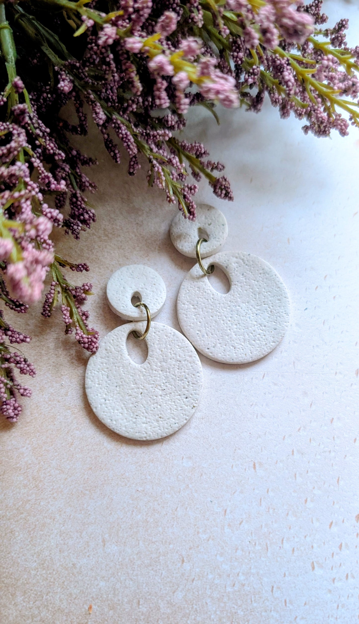 Textured Circle Dangles / Solid Color / Boho / Preppy / Lightweight Polymer earrings