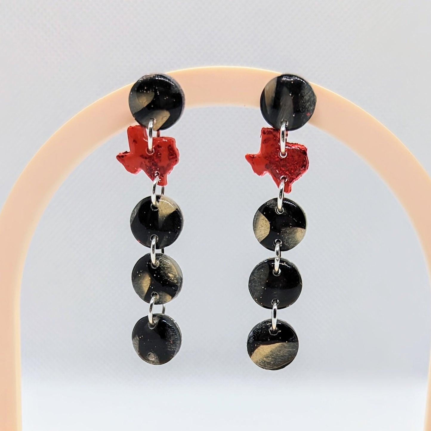 The Bonnie / Red  and Black Earrings / minimalist earrings / circles / Lightweight Polymer clay / GameDay / Georgia bulldogs / Texas Tech