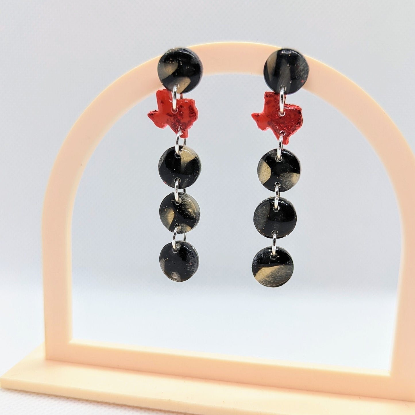 The Bonnie / Red  and Black Earrings / minimalist earrings / circles / Lightweight Polymer clay / GameDay / Georgia bulldogs / Texas Tech