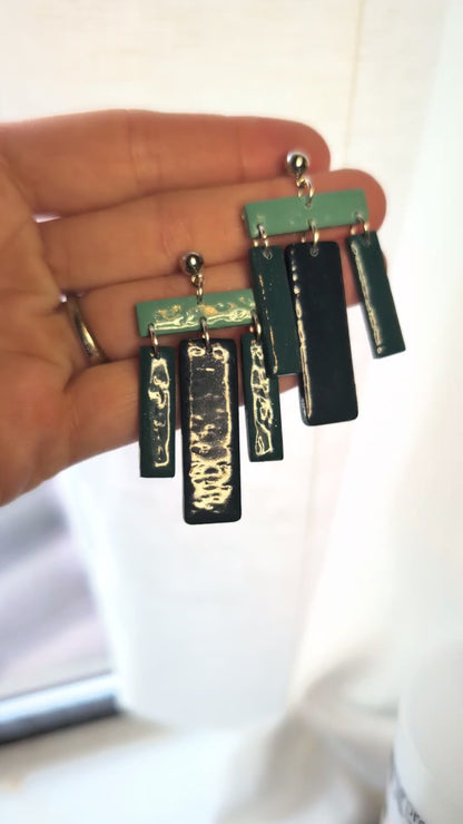 Short Teal Geometric Dangles