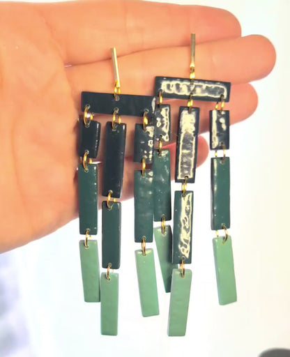 Teal Ombre Geometric Dangles