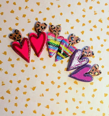 Leopard Heart Dangles