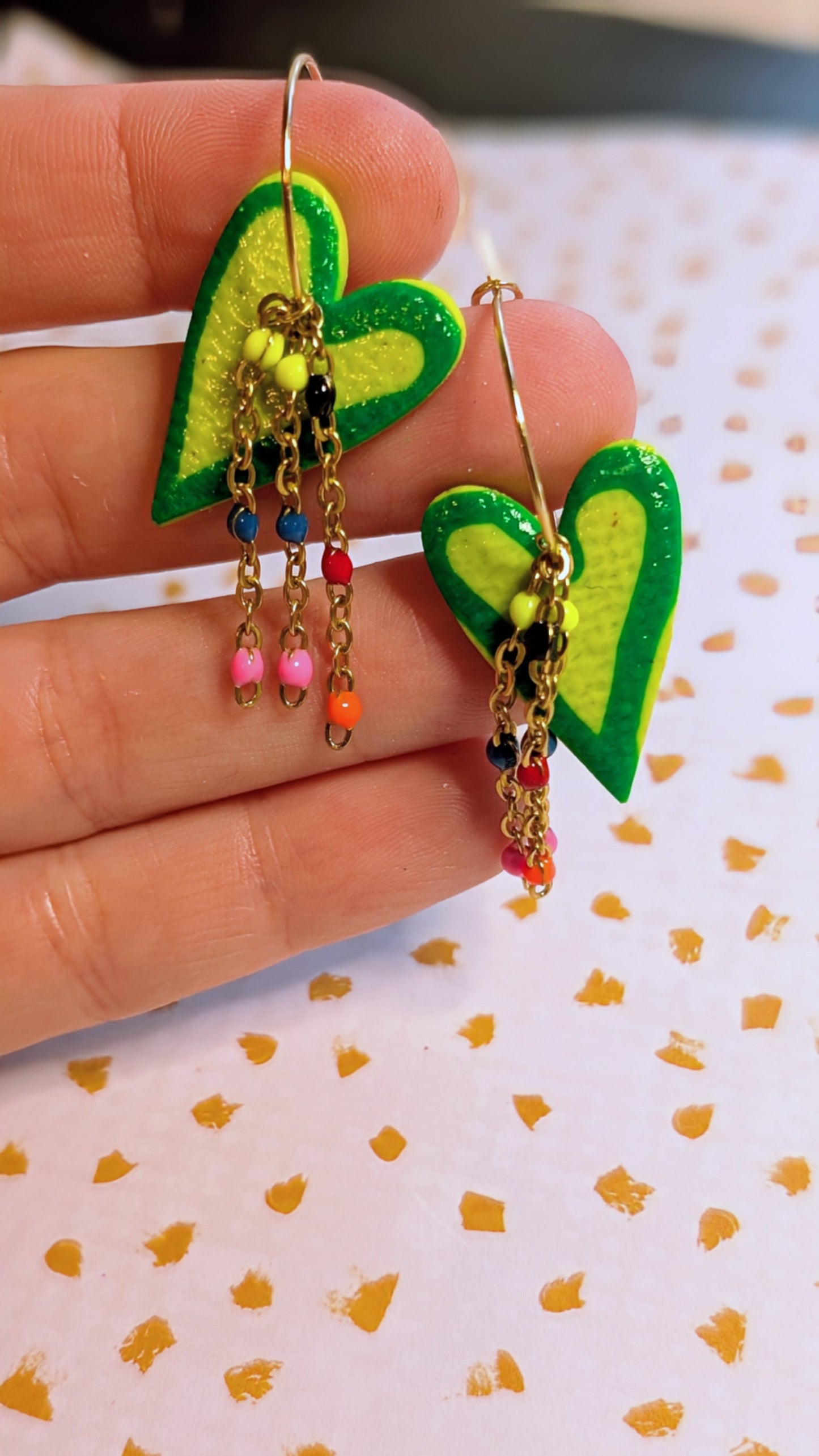 Lime Heart Hoop Earrings