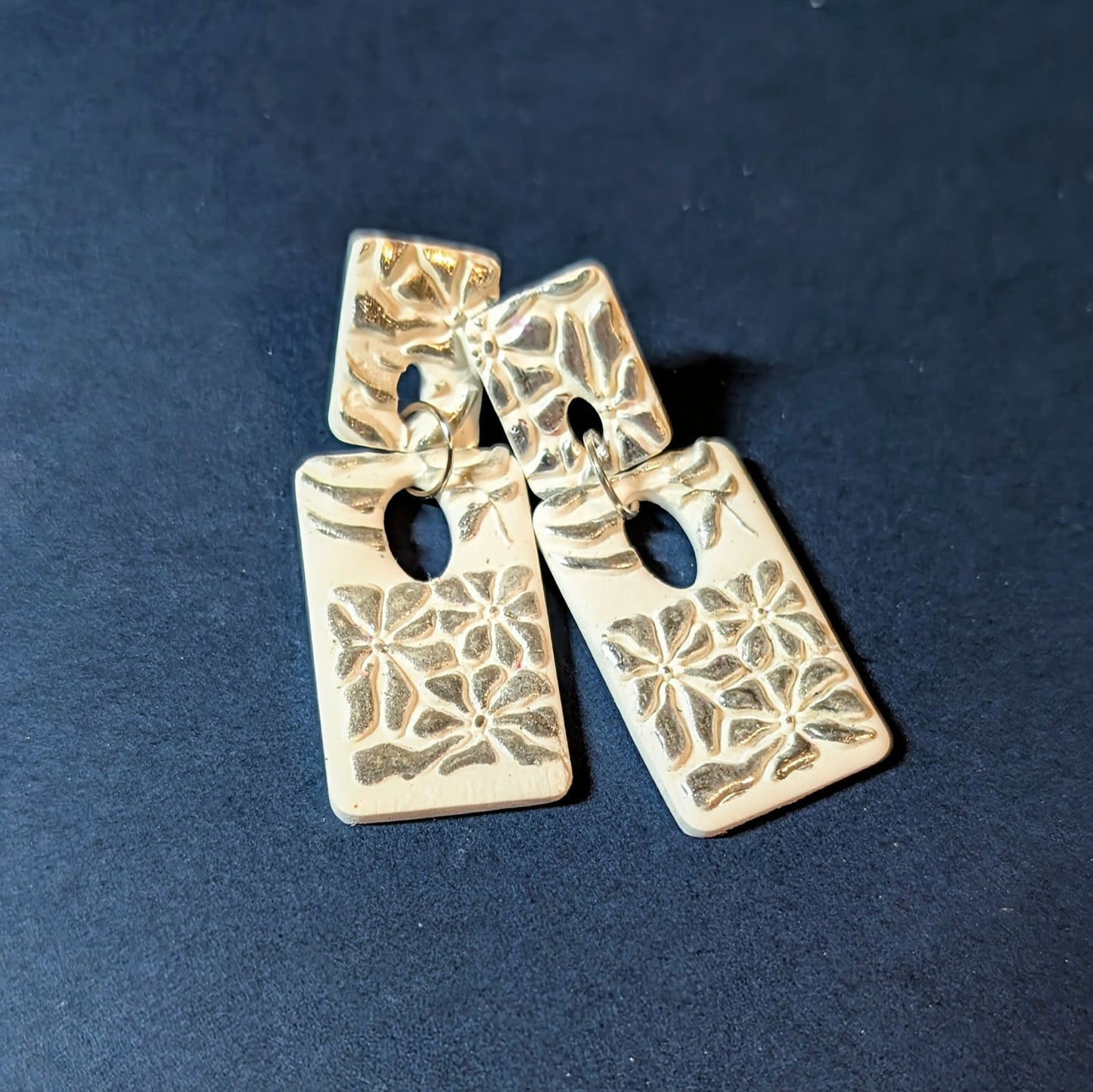 White and Silver Matisse rectangular dangles