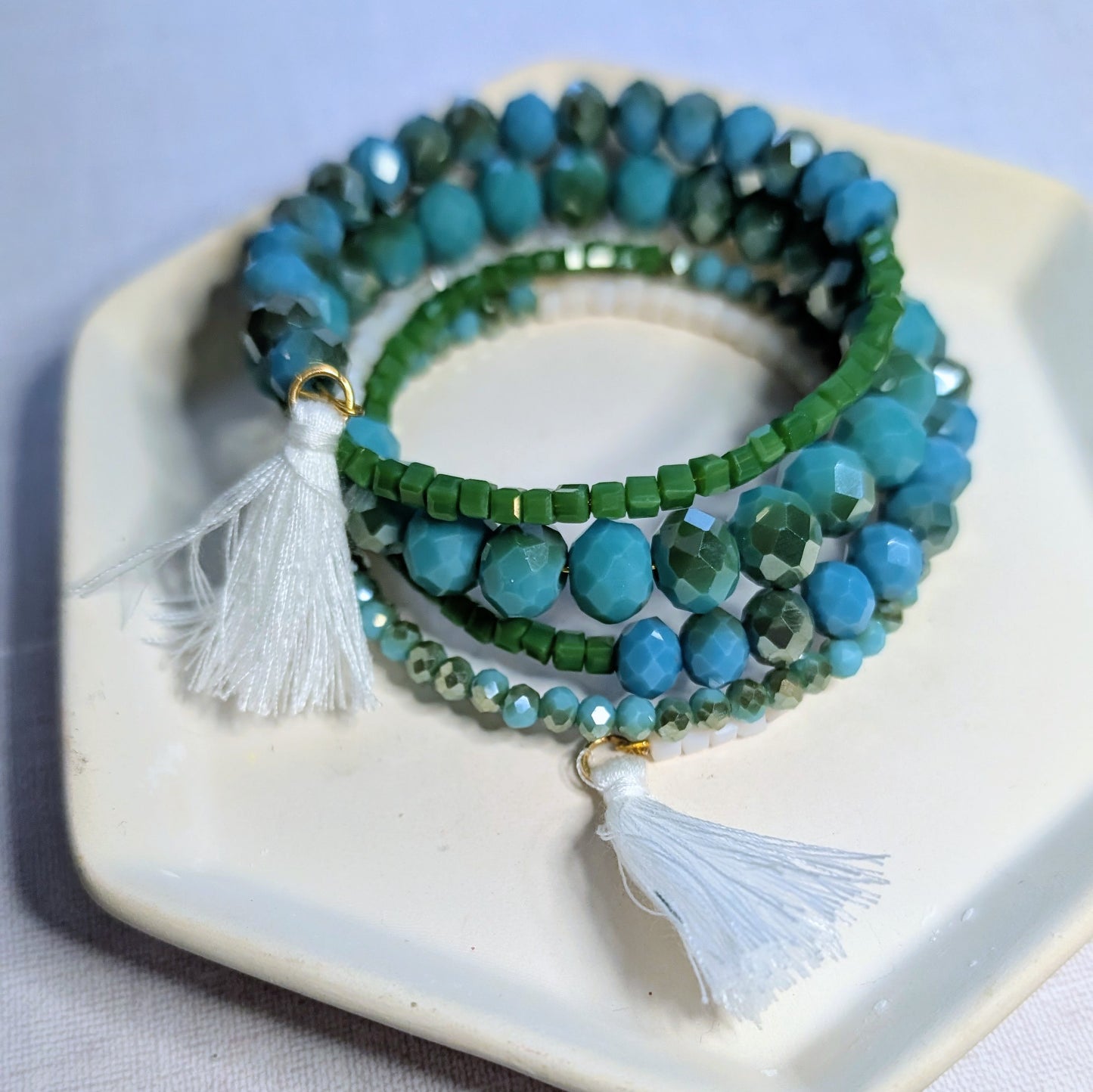 Turquoise and Green Wrap Bracelet