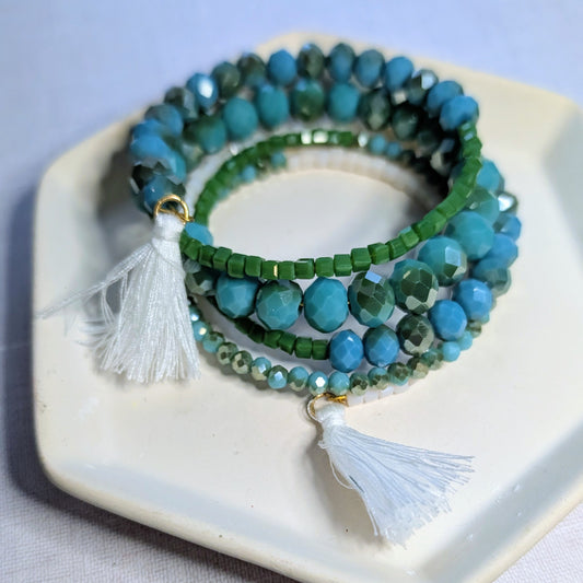 Turquoise and Green Wrap Bracelet