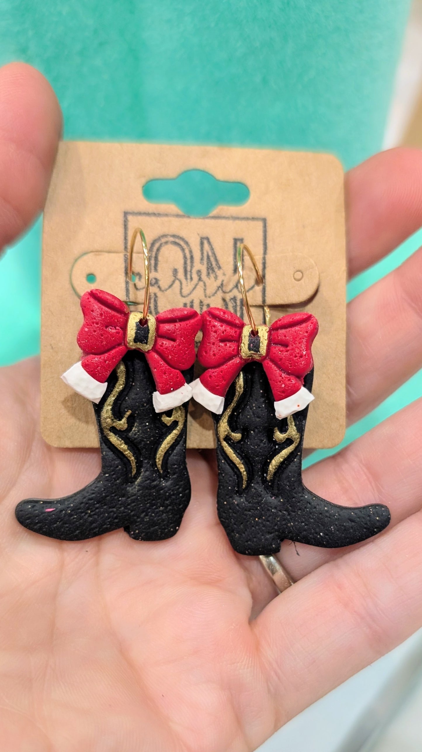 Santa Bows and Boots earrings