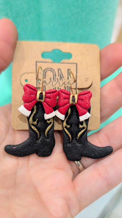 Santa Bows and Boots earrings