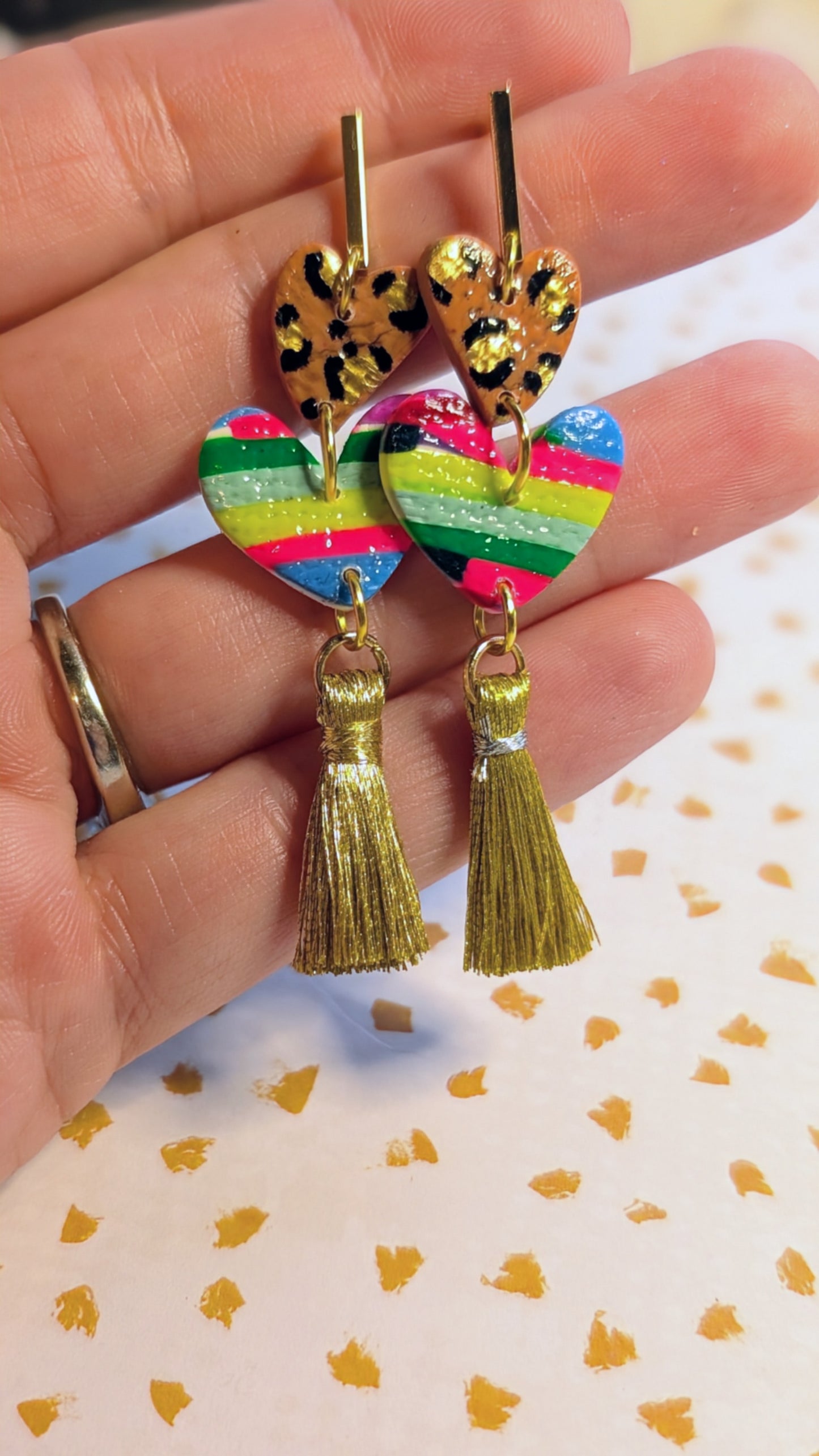 Leopard Rainbow Tassel Earrings