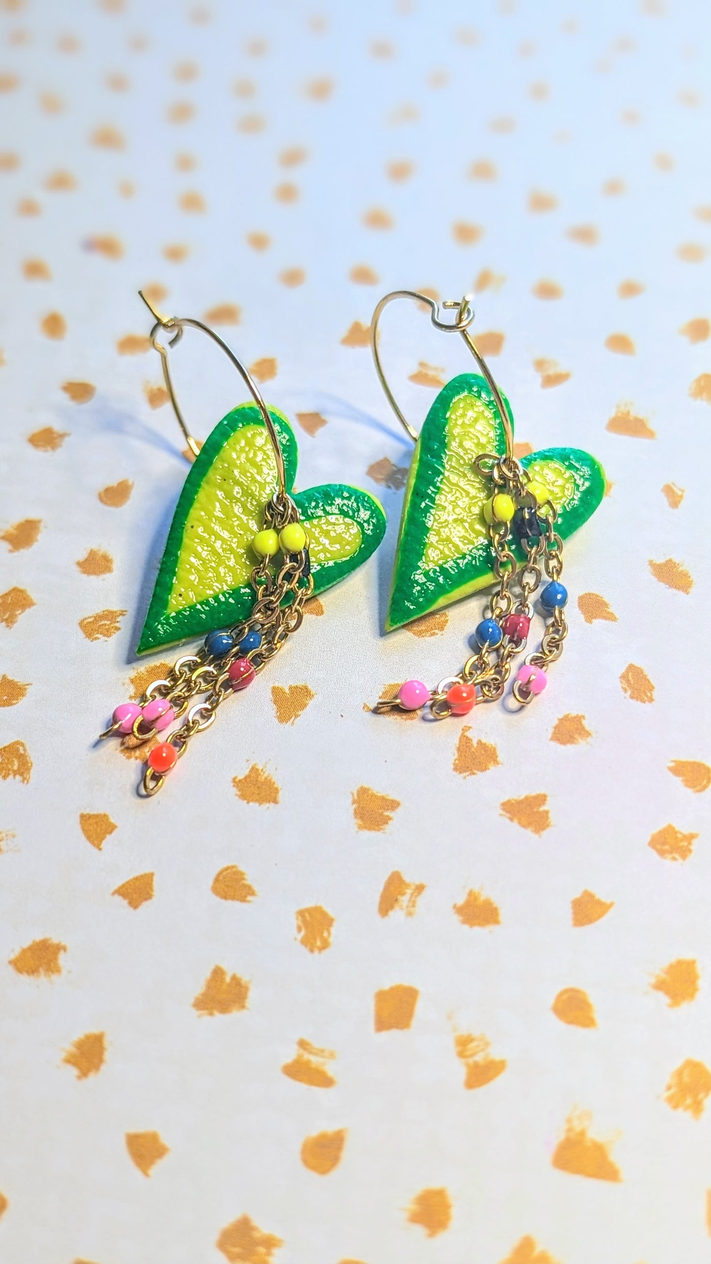 Lime Heart Hoop Earrings