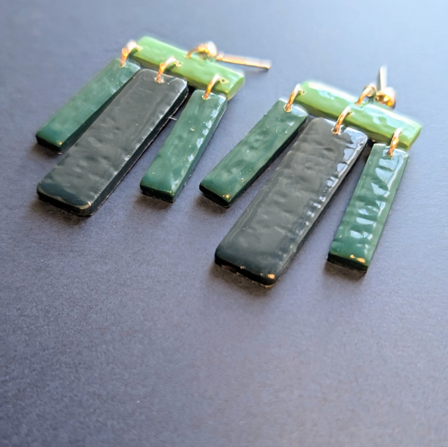 Short Teal Geometric Dangles