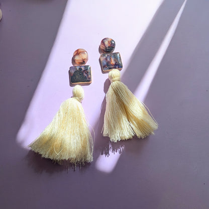 Tortoise Shell and Ivory Tassel Earrings