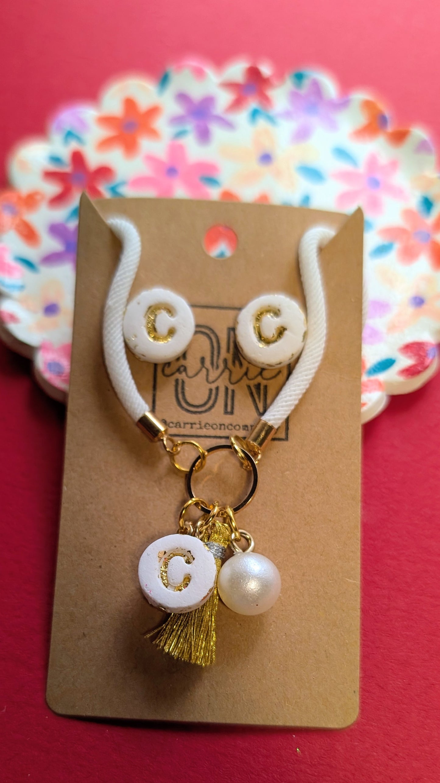 Custom Initial Adjustable Bracelet and Stud Set