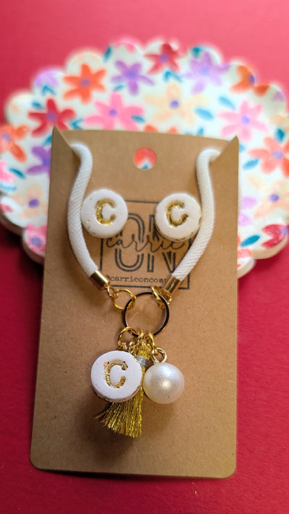 Custom Initial Adjustable Bracelet and Stud Set