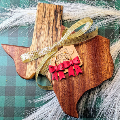 8" Texas Cutting board and earrings gift set