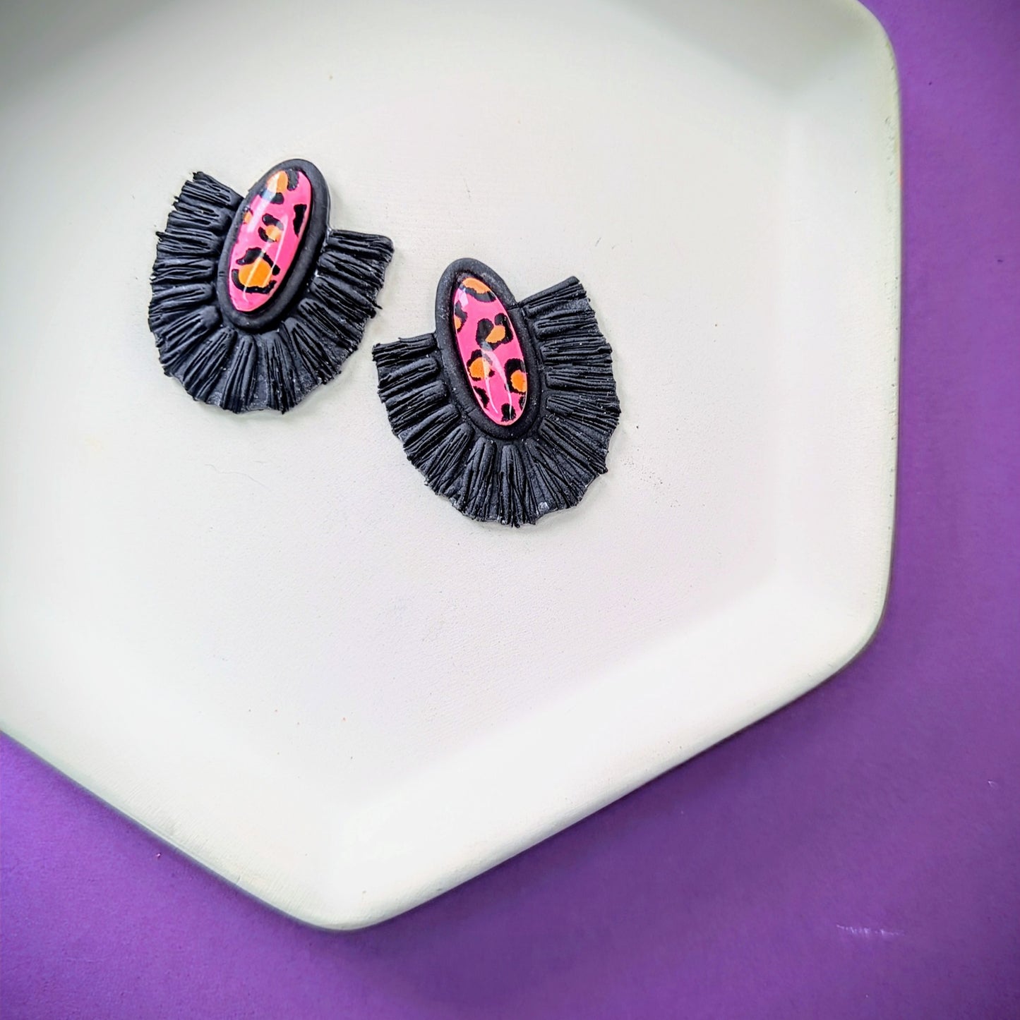 Black macrame-style statement Studs