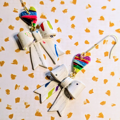 Colorful Heart Bow Dangles