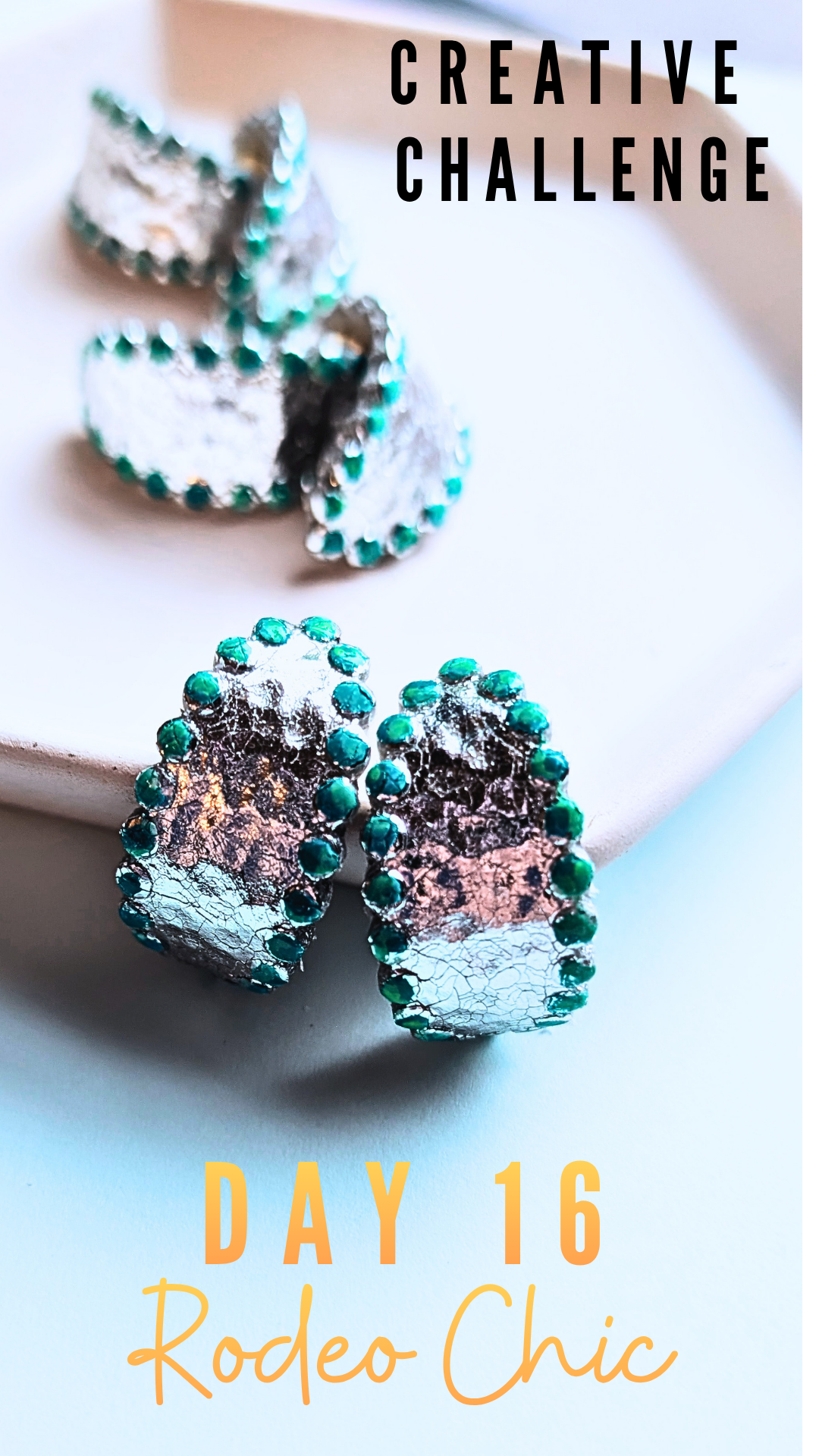 Silver and turquoise huggies