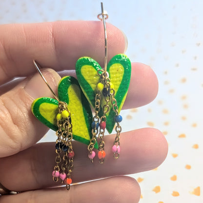 Lime Heart Hoop Earrings