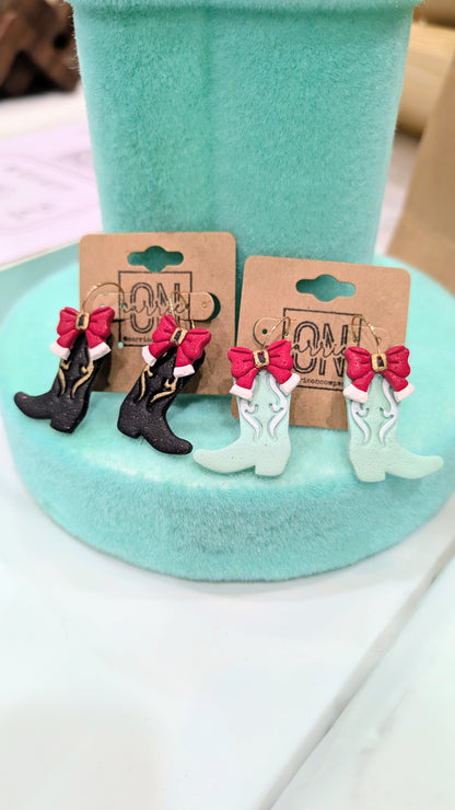Santa Bows and Boots earrings