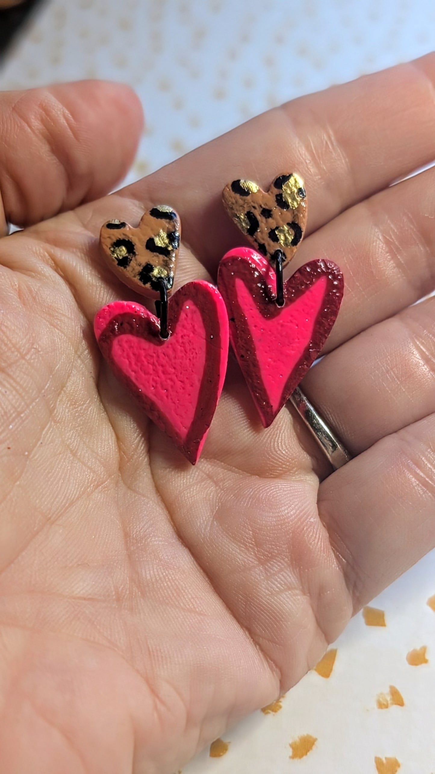 Leopard Heart Dangles