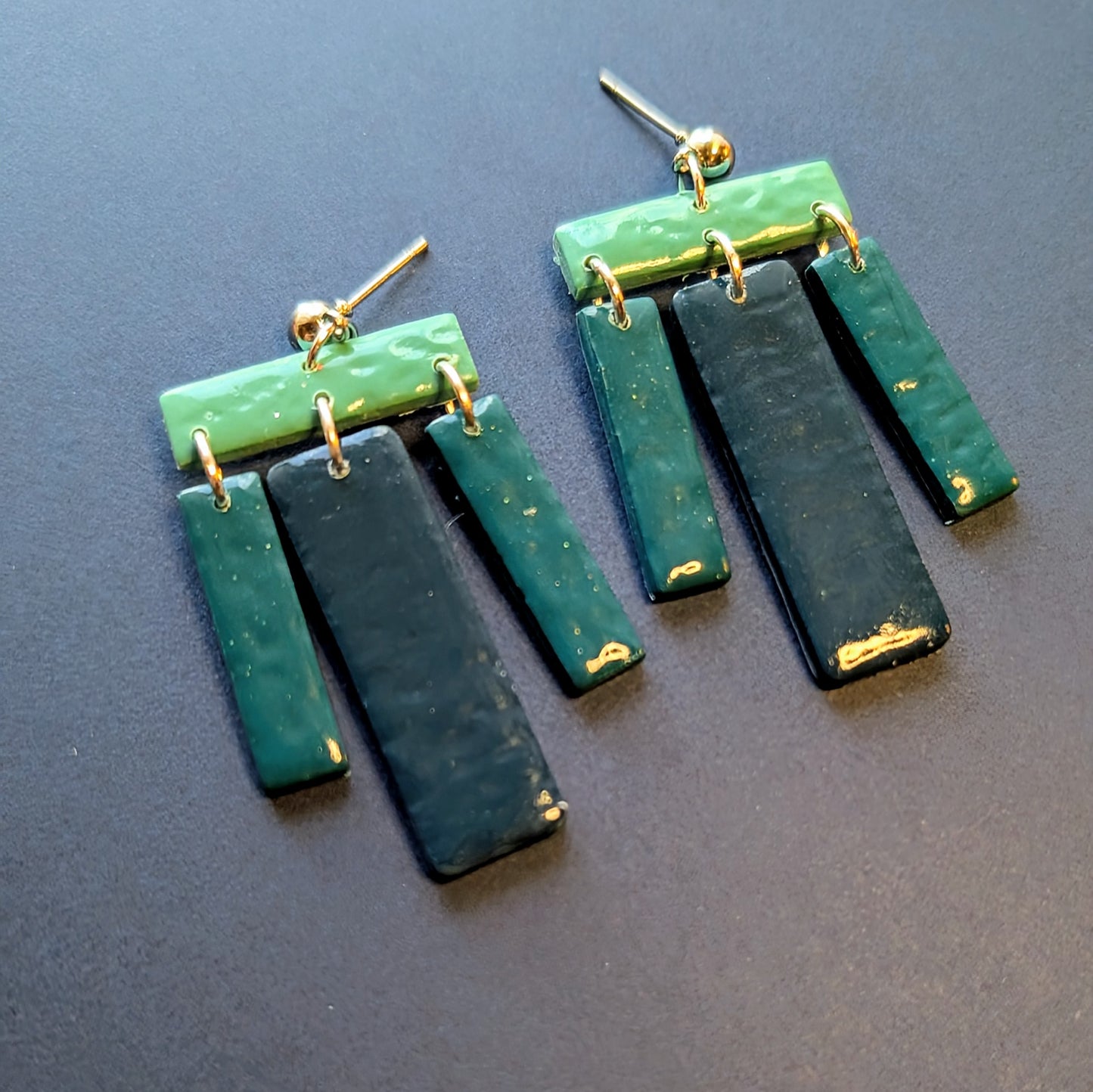 Short Teal Geometric Dangles