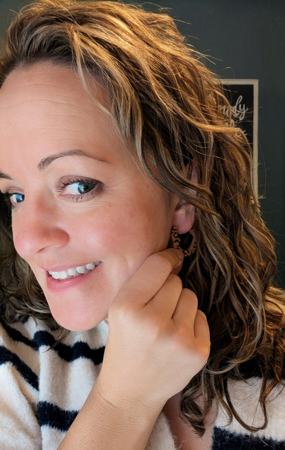 Leopard Heart Huggie Earrings