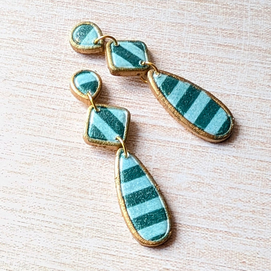 Long Boho Stripe Dangle Earrings