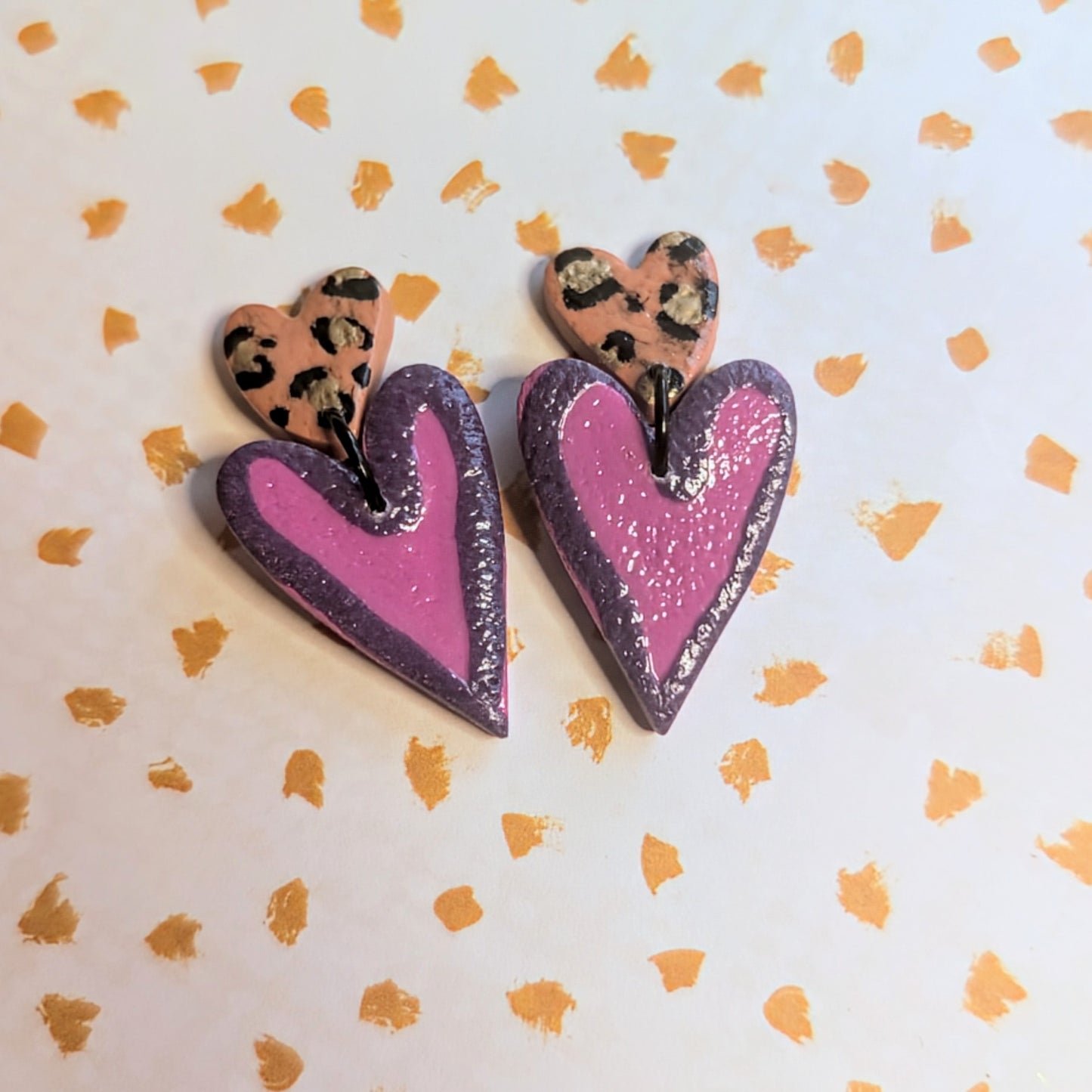 Leopard Heart Dangles