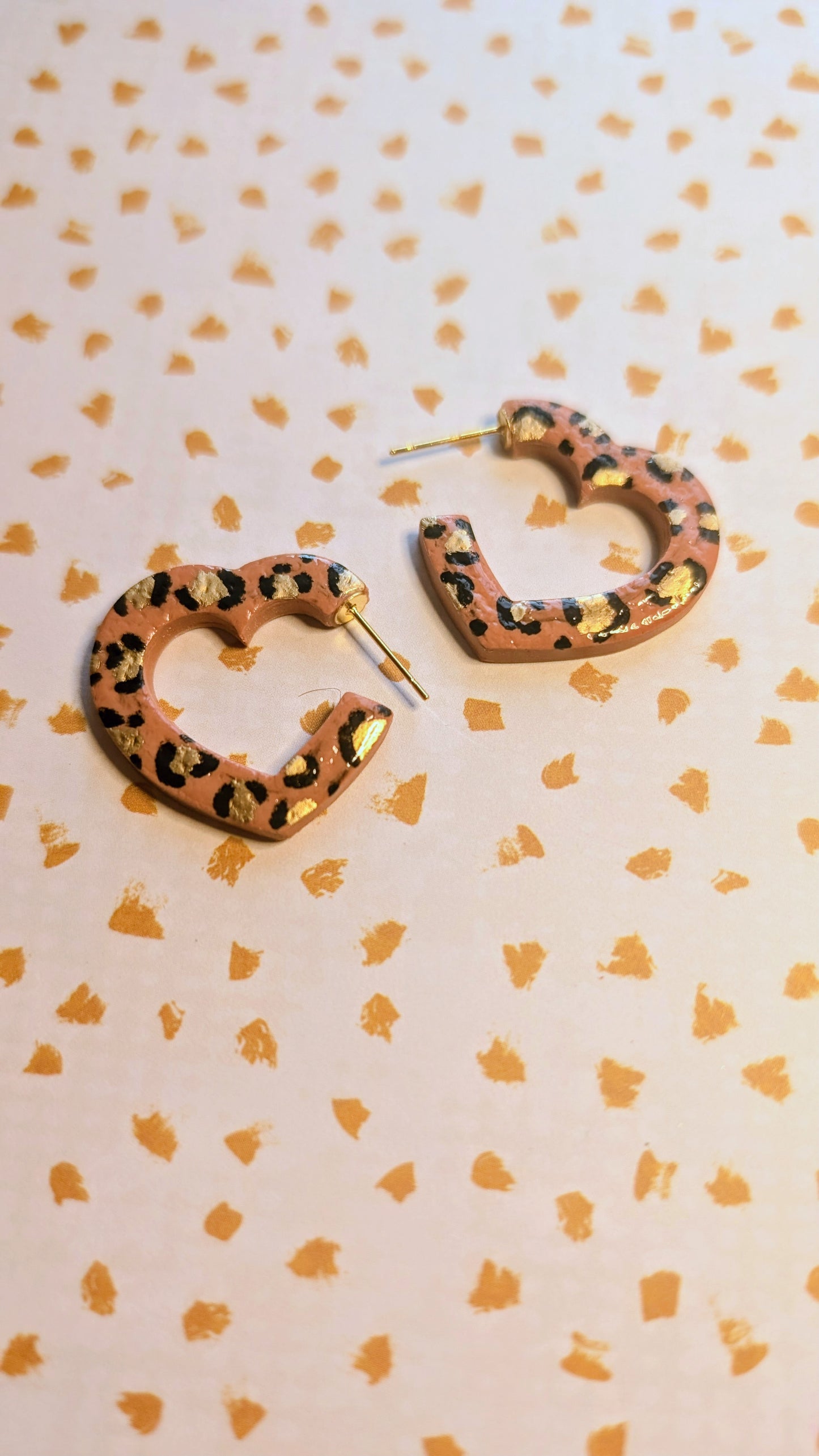 Leopard Heart Huggie Earrings