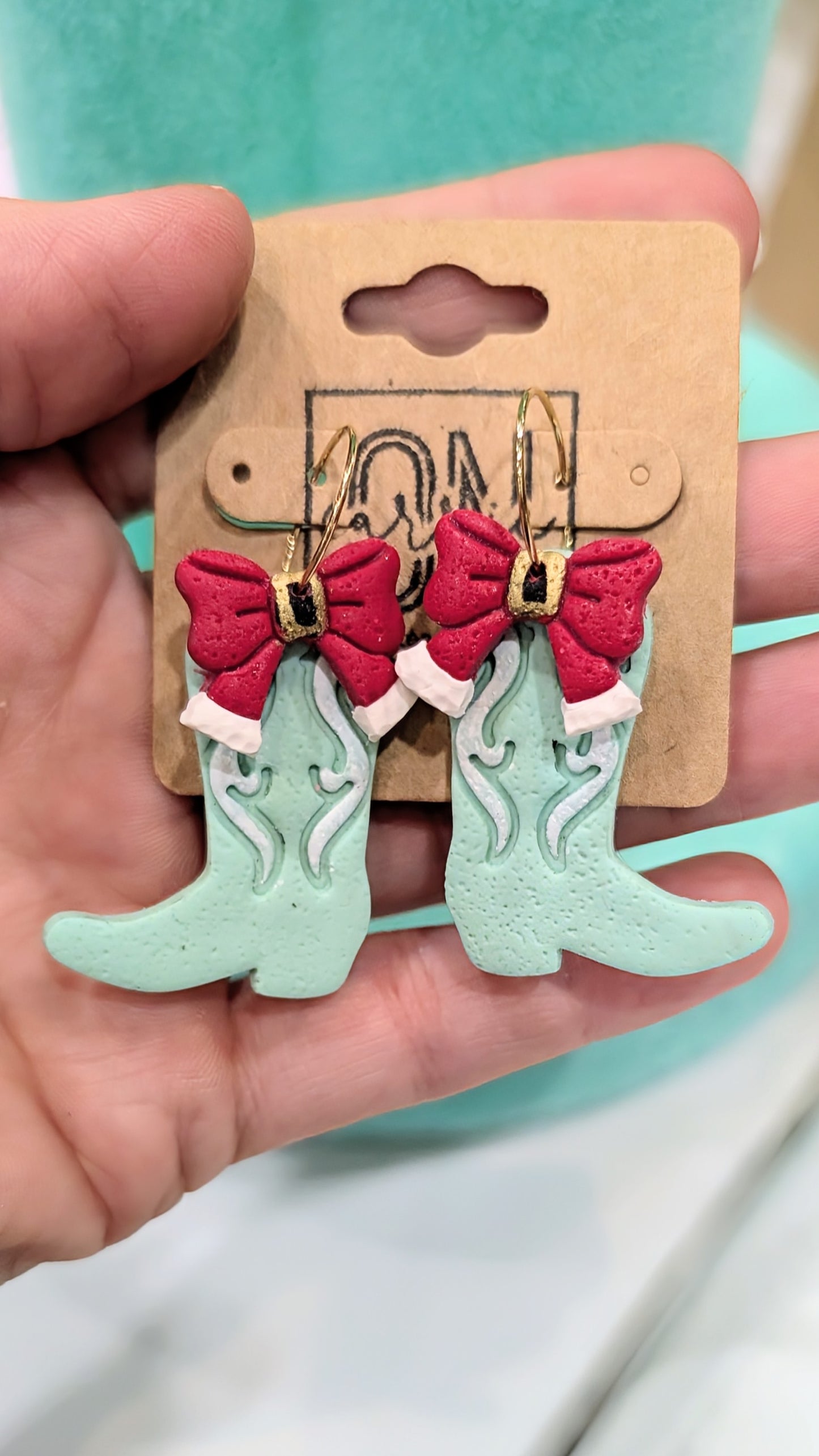 Santa Bows and Boots earrings