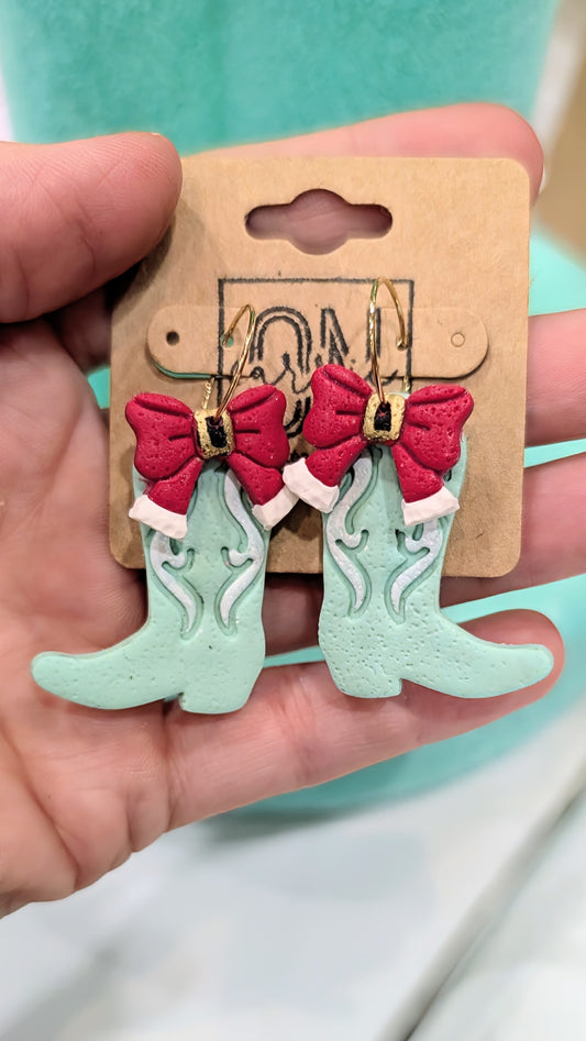 Santa Bows and Boots earrings
