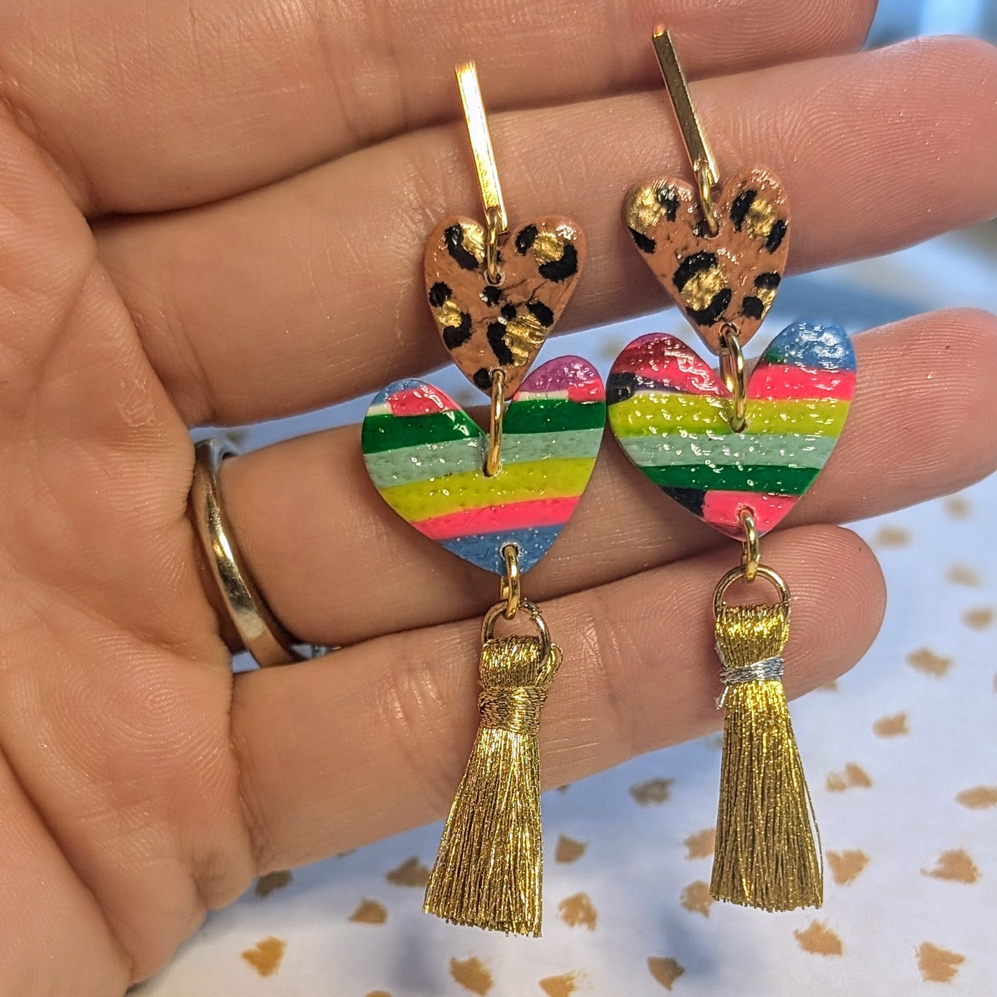Leopard Rainbow Tassel Earrings