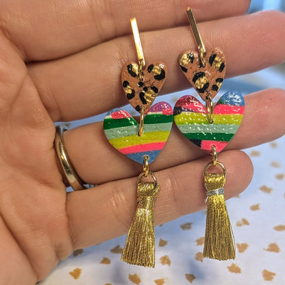 Leopard Rainbow Tassel Earrings