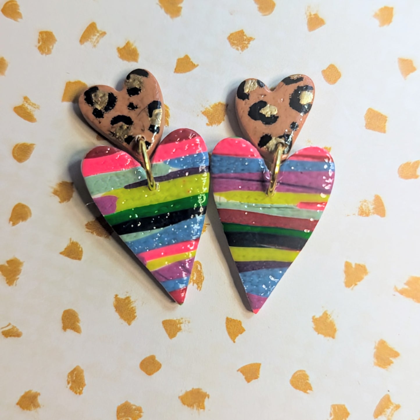 Leopard Heart Dangles