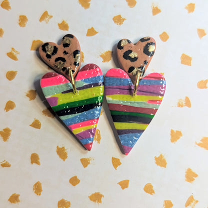 Leopard Heart Dangles