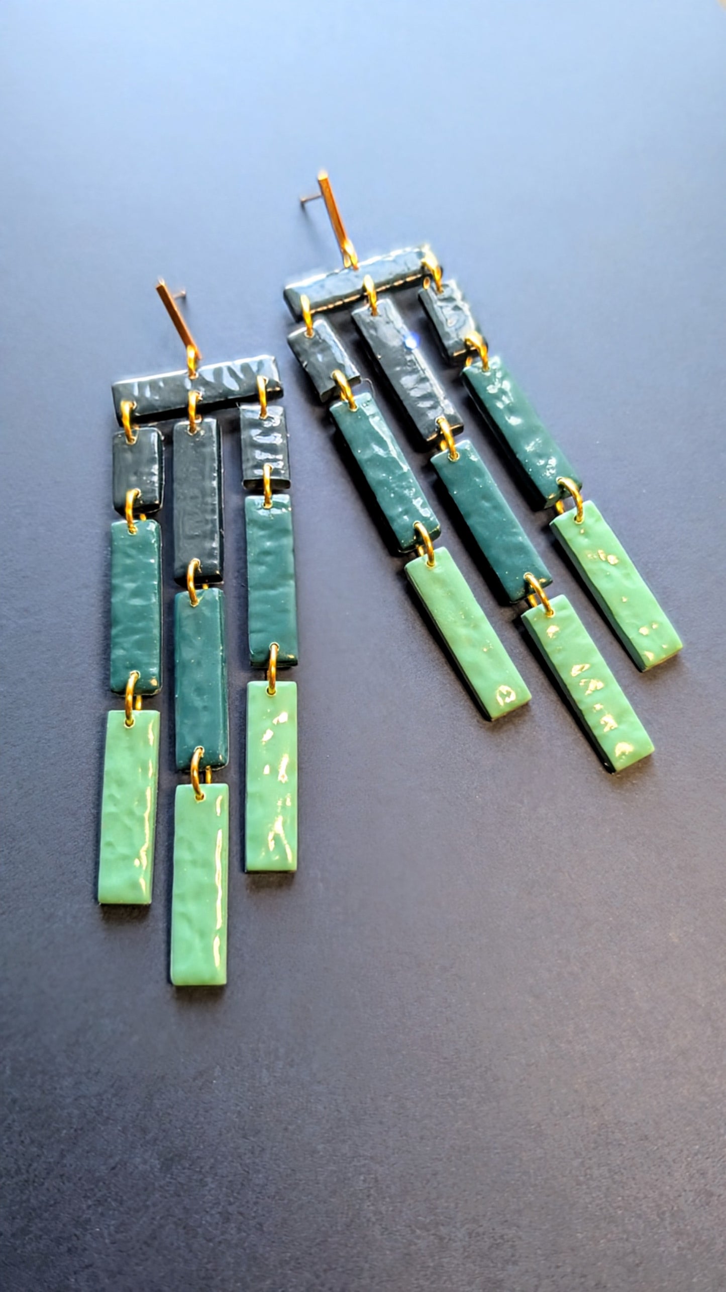 Teal Ombre Geometric Dangles