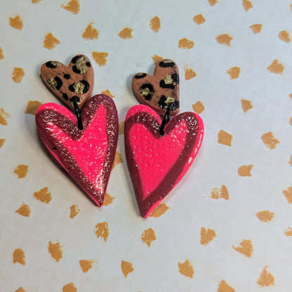 Leopard Heart Dangles
