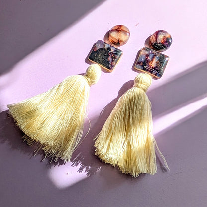 Tortoise Shell and Ivory Tassel Earrings