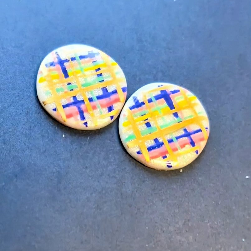 Rainbow Plaid Large Studs