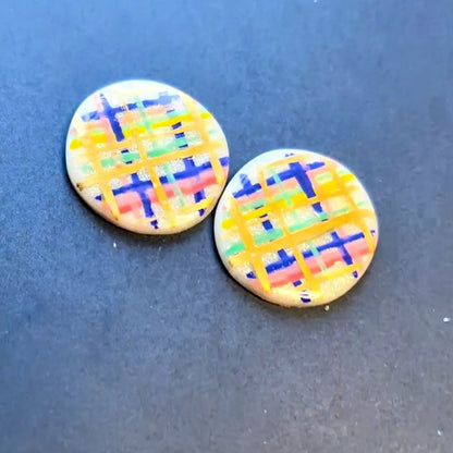 Rainbow Plaid Large Studs