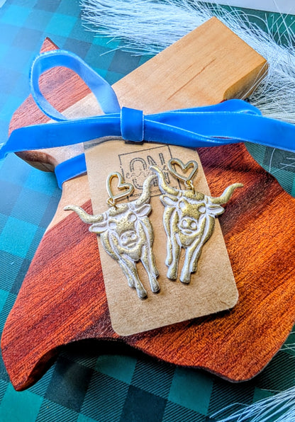 8" Texas Cutting board and earrings gift set